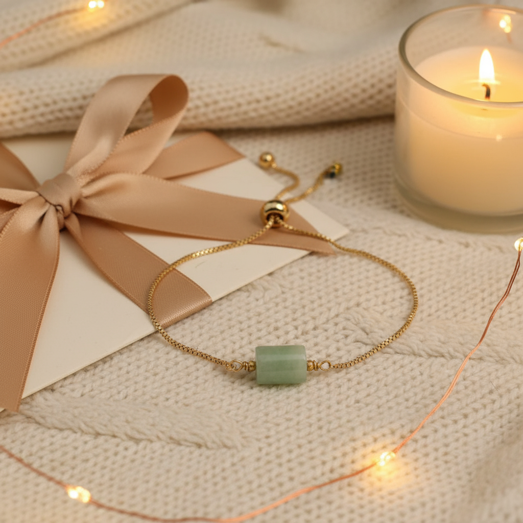 Warm and cozy gift-ready photo of Adjustable Birth Stone Bracelet