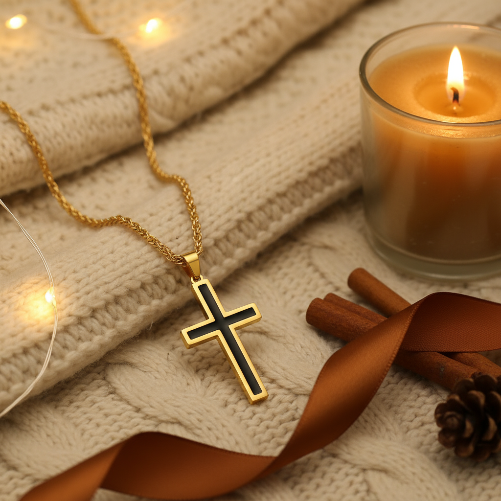Warm and cozy gift-ready photo of Cross Necklace for Men