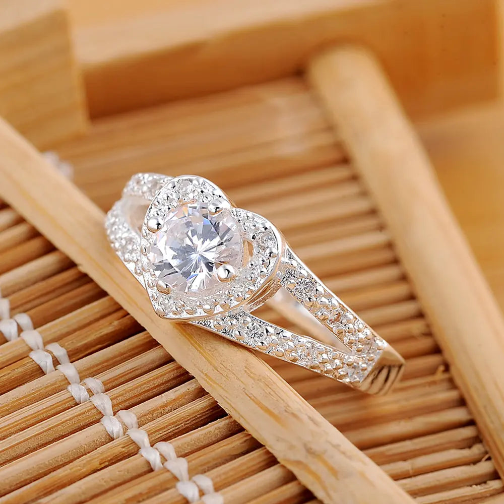 Charming Heart Zirconia Silver Ring