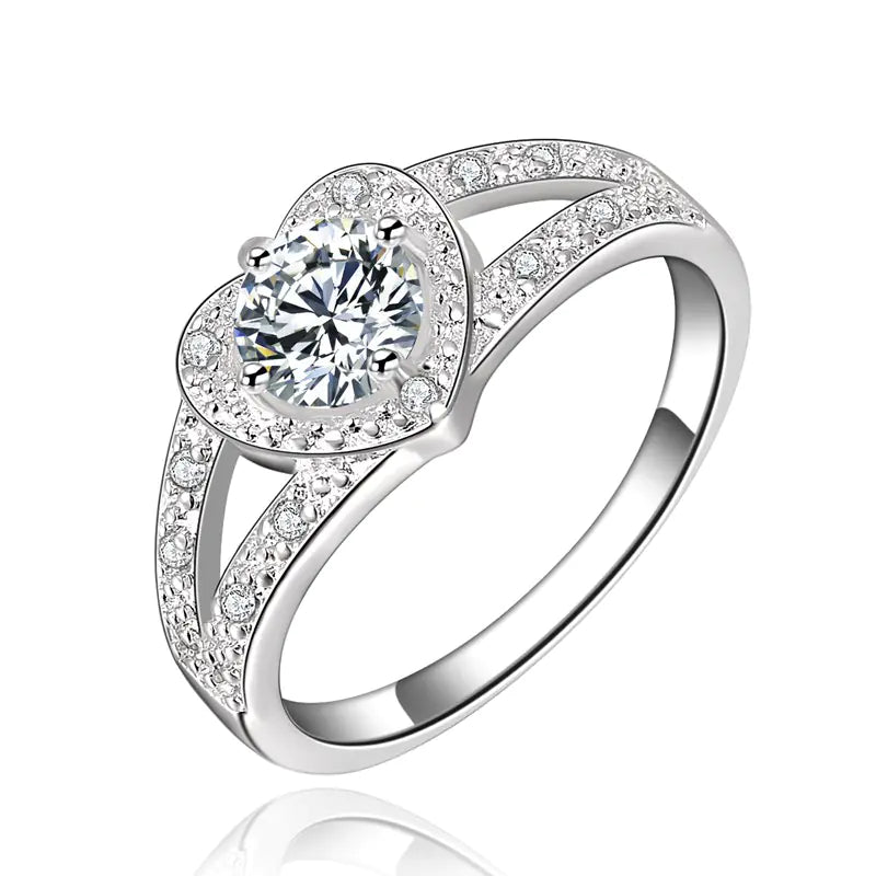 Charming Heart Zirconia Silver Ring