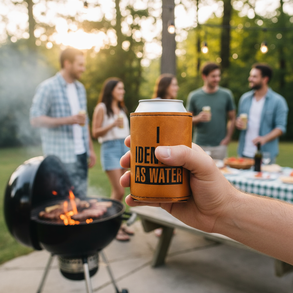 Man holding Sleek Beverage Cooler at barbecue