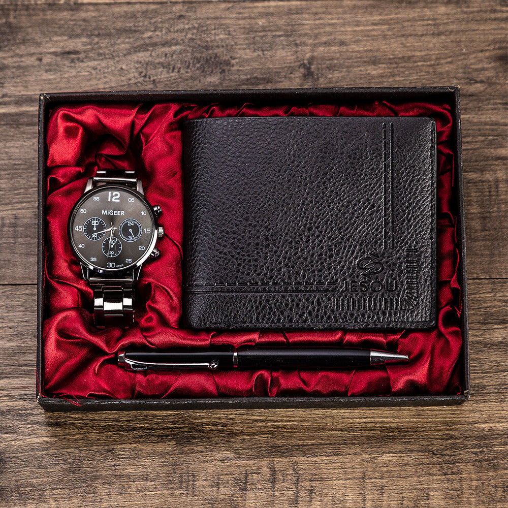 Men's Style Trio: Watch, Wallet & Pen