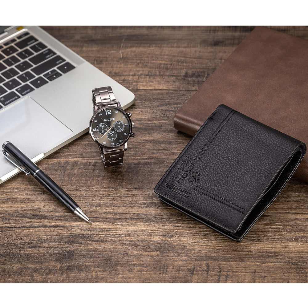 Men's Style Trio: Watch, Wallet & Pen